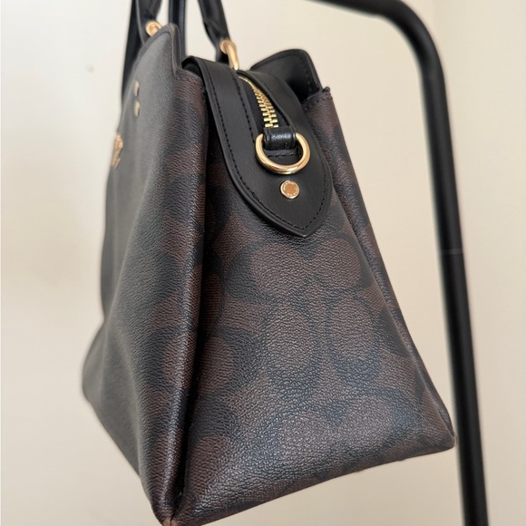 Coach Lillie Carryall Signature Canvas Brown Black Satchel Crossbody - Picture 4 of 12